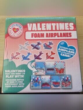 JOYIN Valentine's Day Foam Airplanes & Greeting Cards Set New In Box